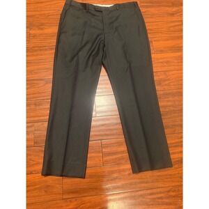 Santorelli Roma Mens Black Loro Piana Wool Dress Pants Flat Front 40  Italy